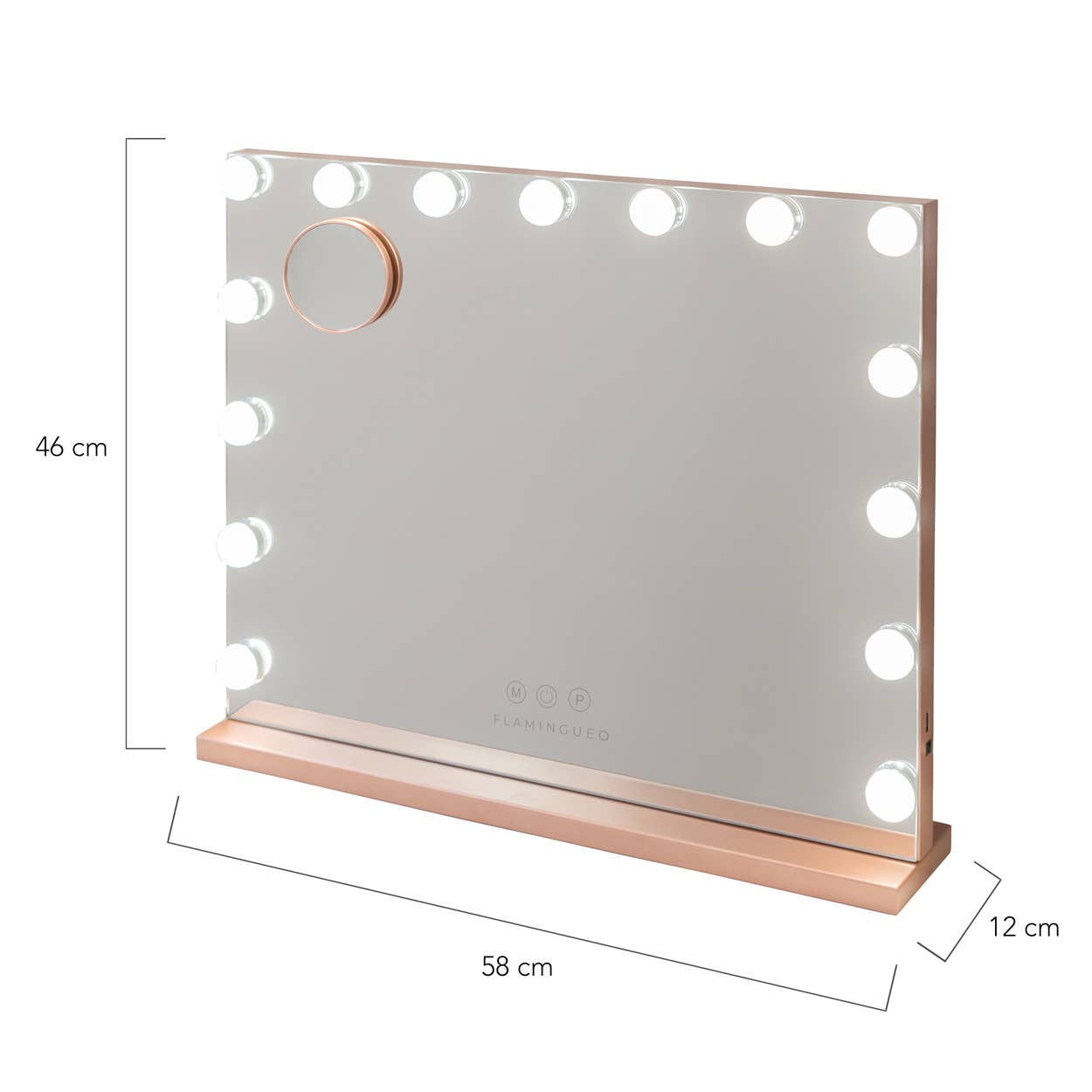 Flamingueo - Vendita all'ingrosso Specchi da trucco - Specchio rosa oro con 15 luci LED Hollywood e 3 modalità di illuminazione8