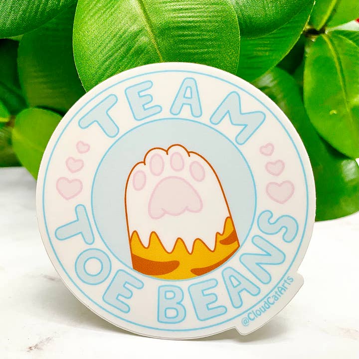 Cloud Cat Arts - Wholesale Sticker - Team Toe Beans - Cat Paw - Vinyl Sticker, weather resistant5