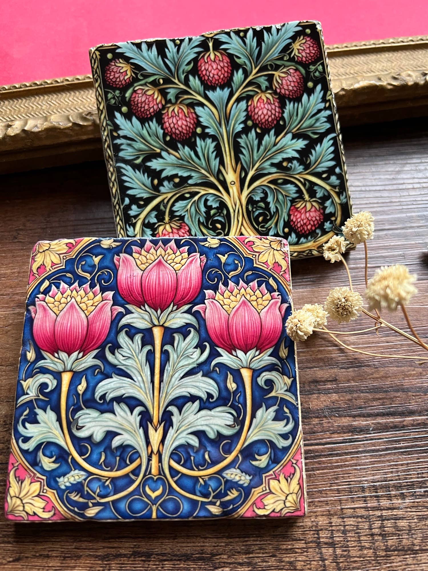 The Painted Lily - Wholesale Coasters - William Morris inspired stone coasters - case of 43
