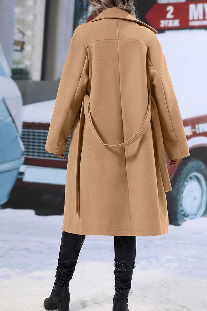 UNISHE - Wholesale Coat - Women's - Double Breasted Notch Lapels Overcoat with Belt GSS1164