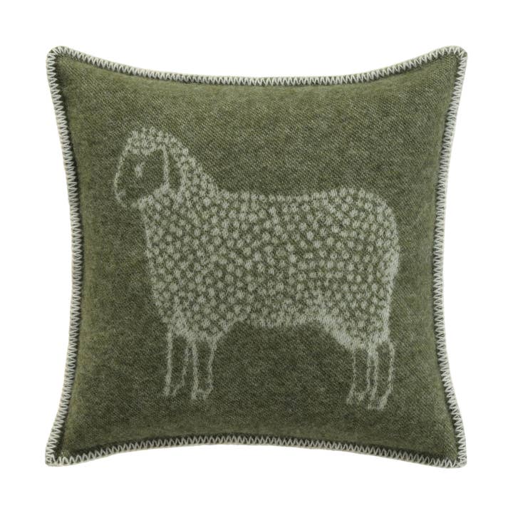 JJ Textile - Wholesale Throw pillow cover - Mossy Green Sheep Pure Wool Cushion Cover