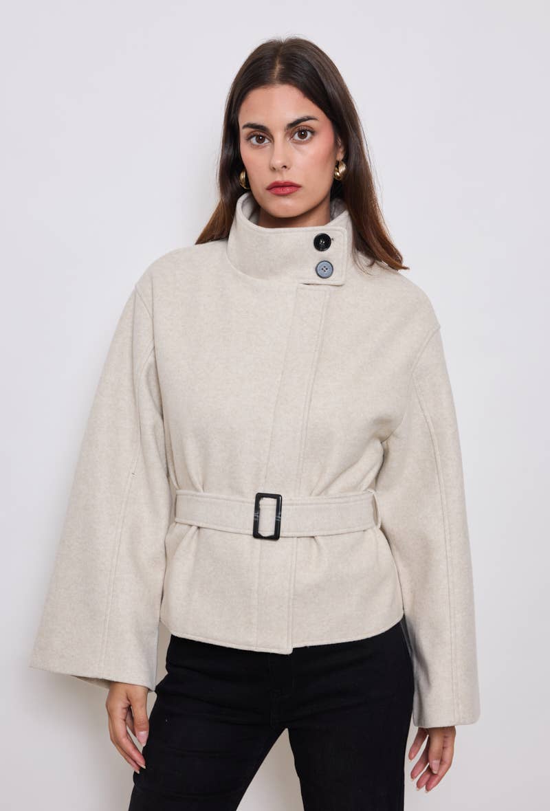 KY CREATION PARIS - Wholesale Jas - Dames - Dubbelknoop colbert van wol met opstaande kraag3