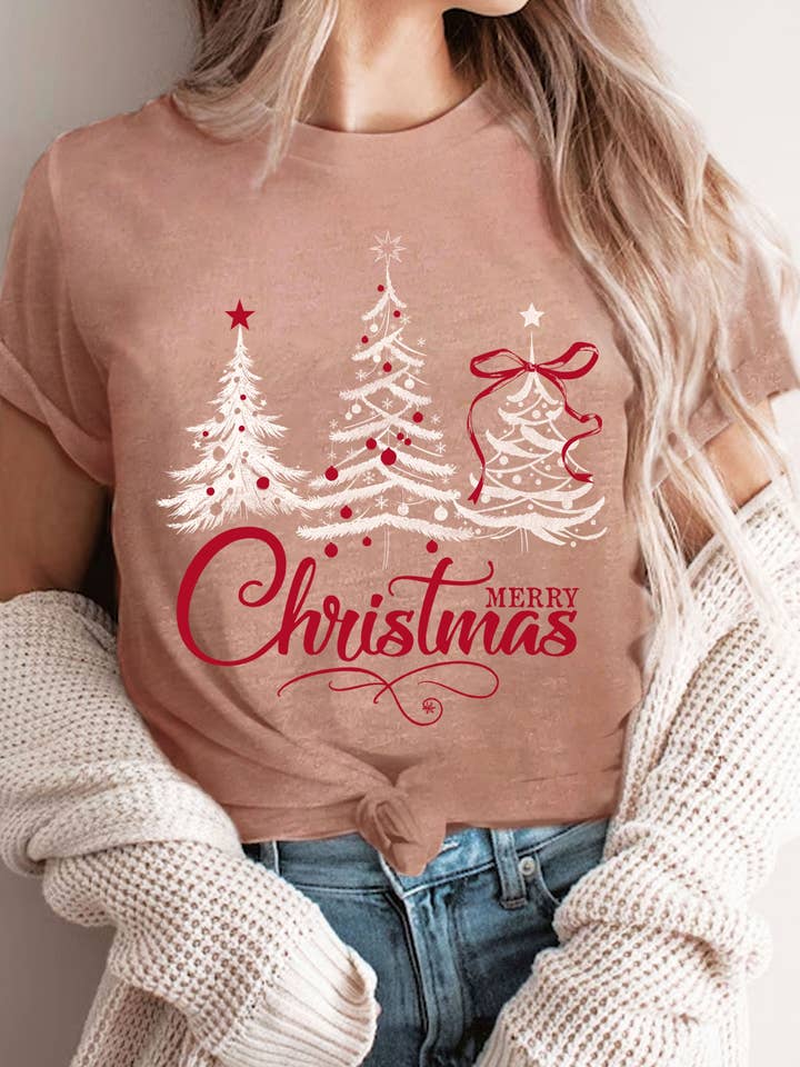 MERRY CHRISTMAS TREE GRAPHIC TSHIRTS for wholesale by Rustee Clothing