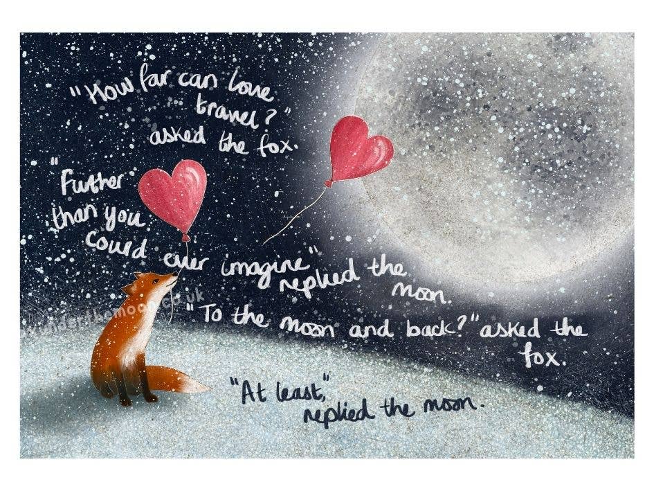Fox Under The Moon - Wholesale Art Print - A4 Art Print ~ To The Moon & Back3