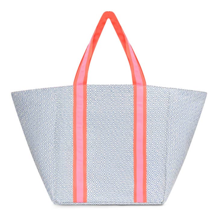 SAC DE PLAGE TISSÉ DIAMANT - BLEU pour la vente par Cockatoo