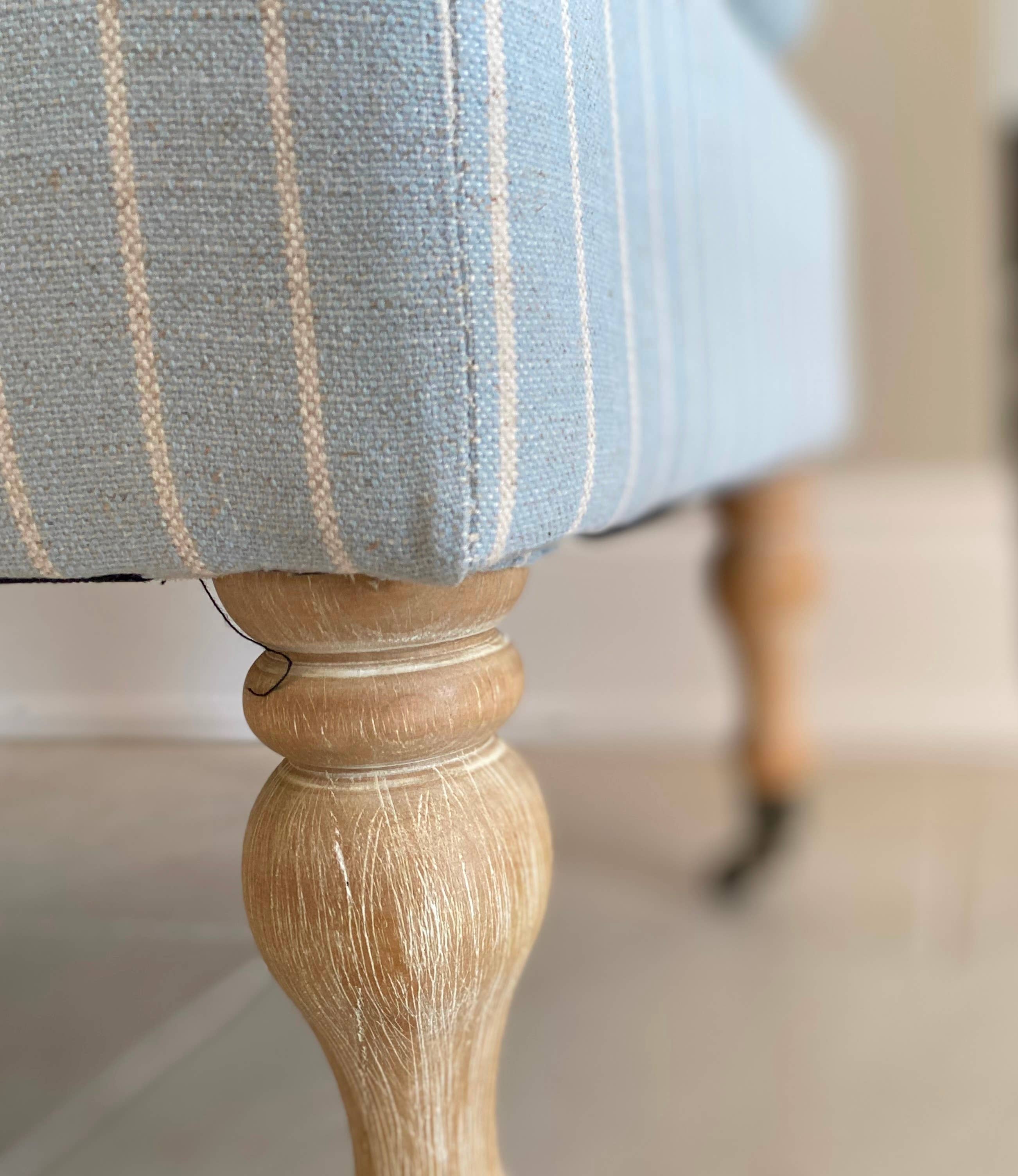 Seat4uhome - Wholesale Bench - Linen Ticking Upholstered Pillowtop 48" Rossini Bench-Azure 4