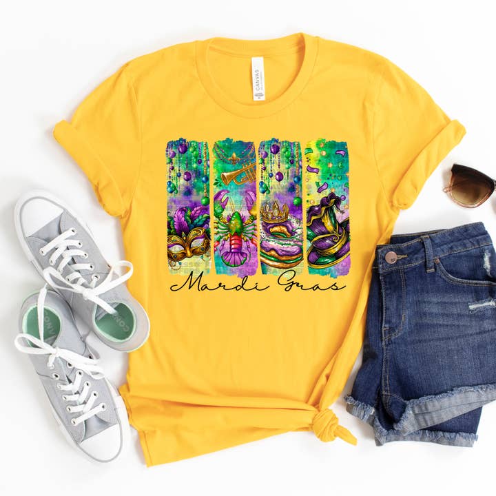 Mardi Gras Brushstroke Black Ink #3065 DTF Transfer for wholesale by Flawless Transfers