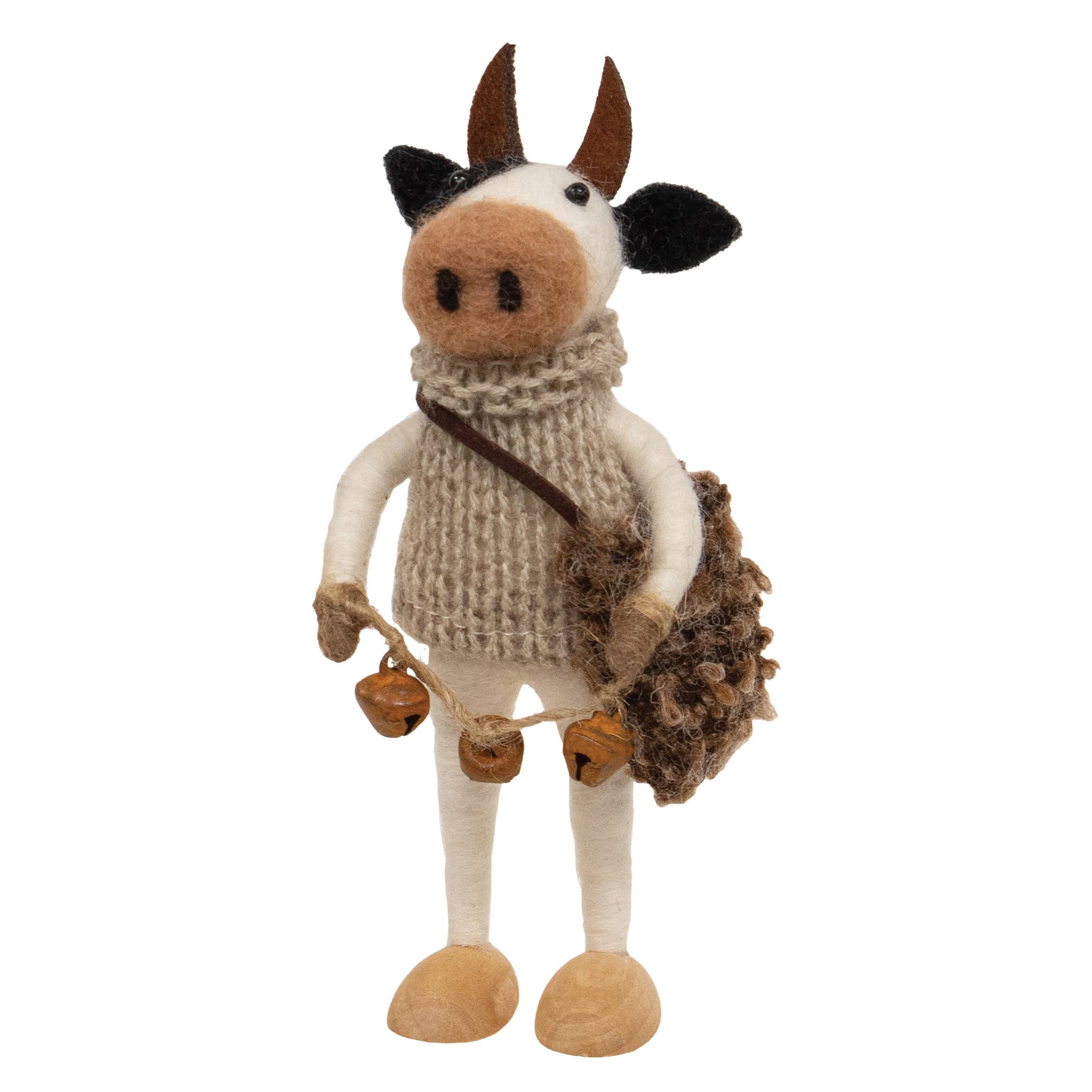 Bright Ideas - Venta al por mayor Adornos - Ornamento de Vaca con Cascabeles de Fieltro0