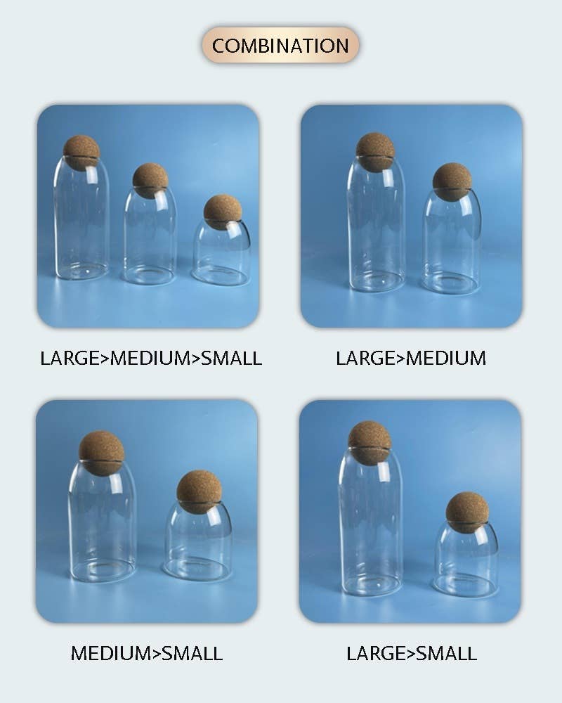 VIGOR – wholesale Jar – Glass Storage Jars with Cork Lid Ball 3 Pack, Clear Canister9
