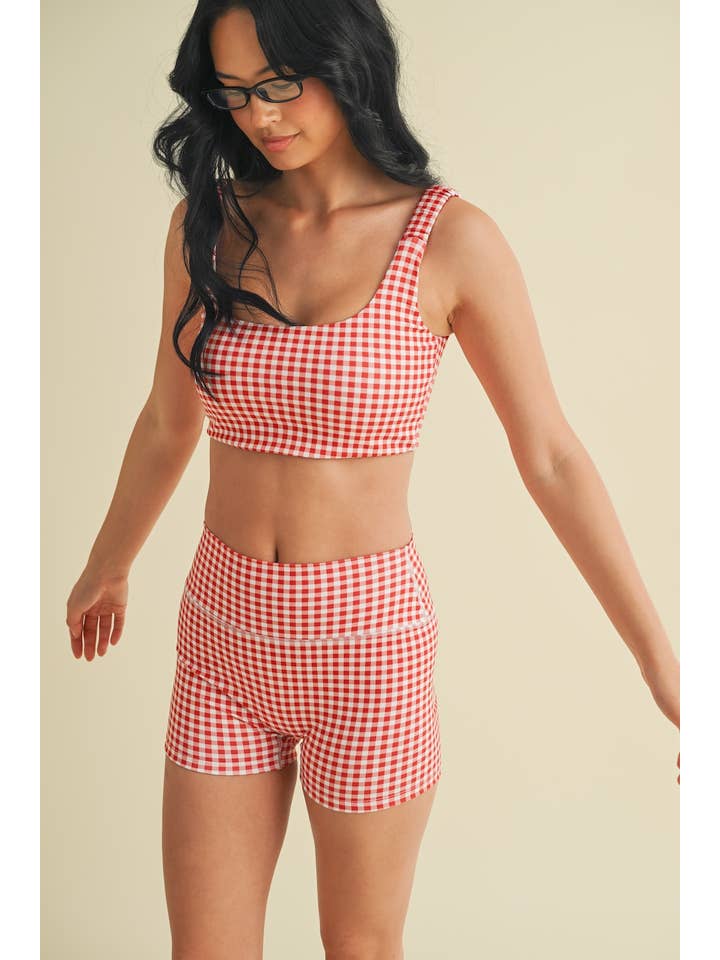 KIMBERLY C - Wholesale Sports Bra - Women's - Gingham Print Ruched Bra Top36