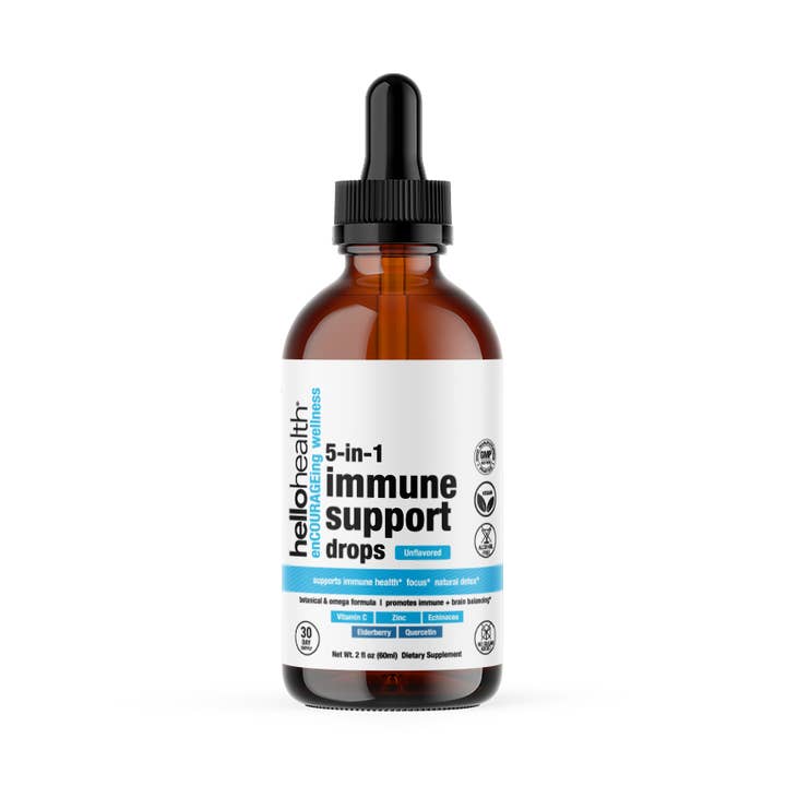 Gouttes de soutien immunitaire 5 en 1 pour la vente par Hello Health