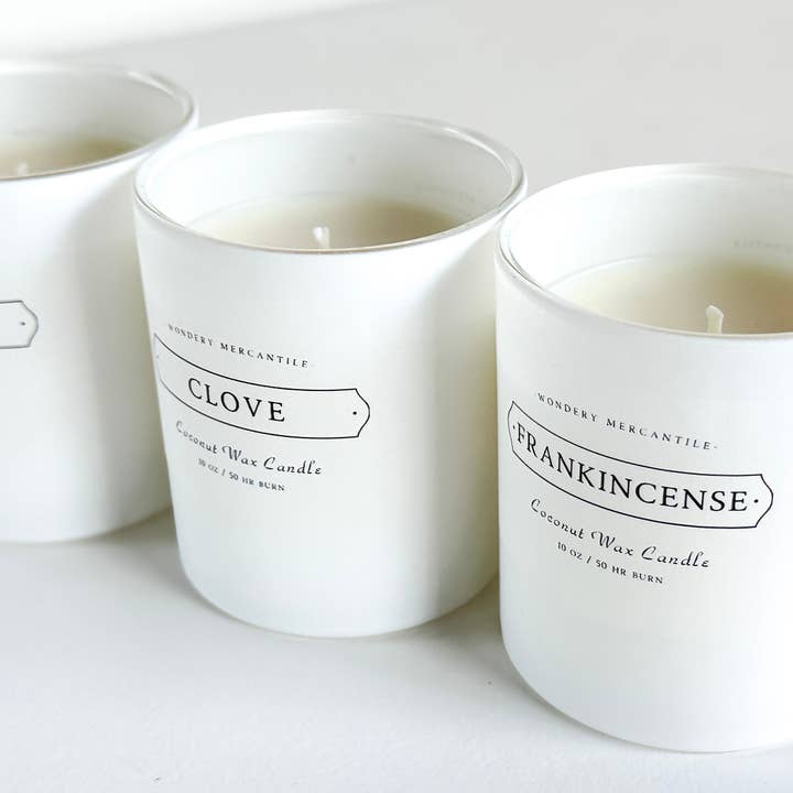 Wondery Mercantile – wholesale Jar/filled candle – Frankincense Aromatherapy Coconut Wax Candle | Clean Burning1
