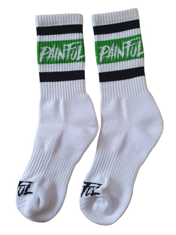 Schmerzhafte Crew-Socken grün/schwarz für den Großhandel von Painful Clothing