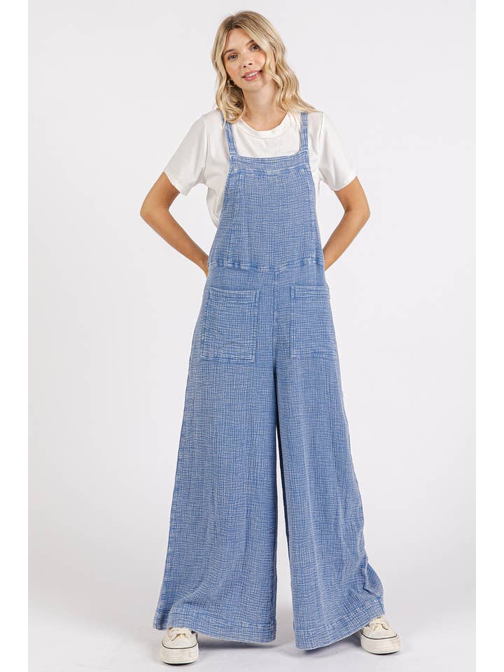 mittoshop - Wholesale Jumpsuit - Women's - MINERAL WASHED WIDE LEG JUMPSUIT