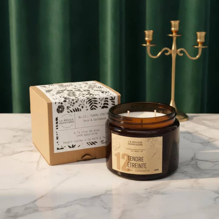 Candela profumata naturale N°12 Tenero Abbraccio - 3 formati per la vendita all'ingrosso da parte di LA BOUGIE HERBIVORE