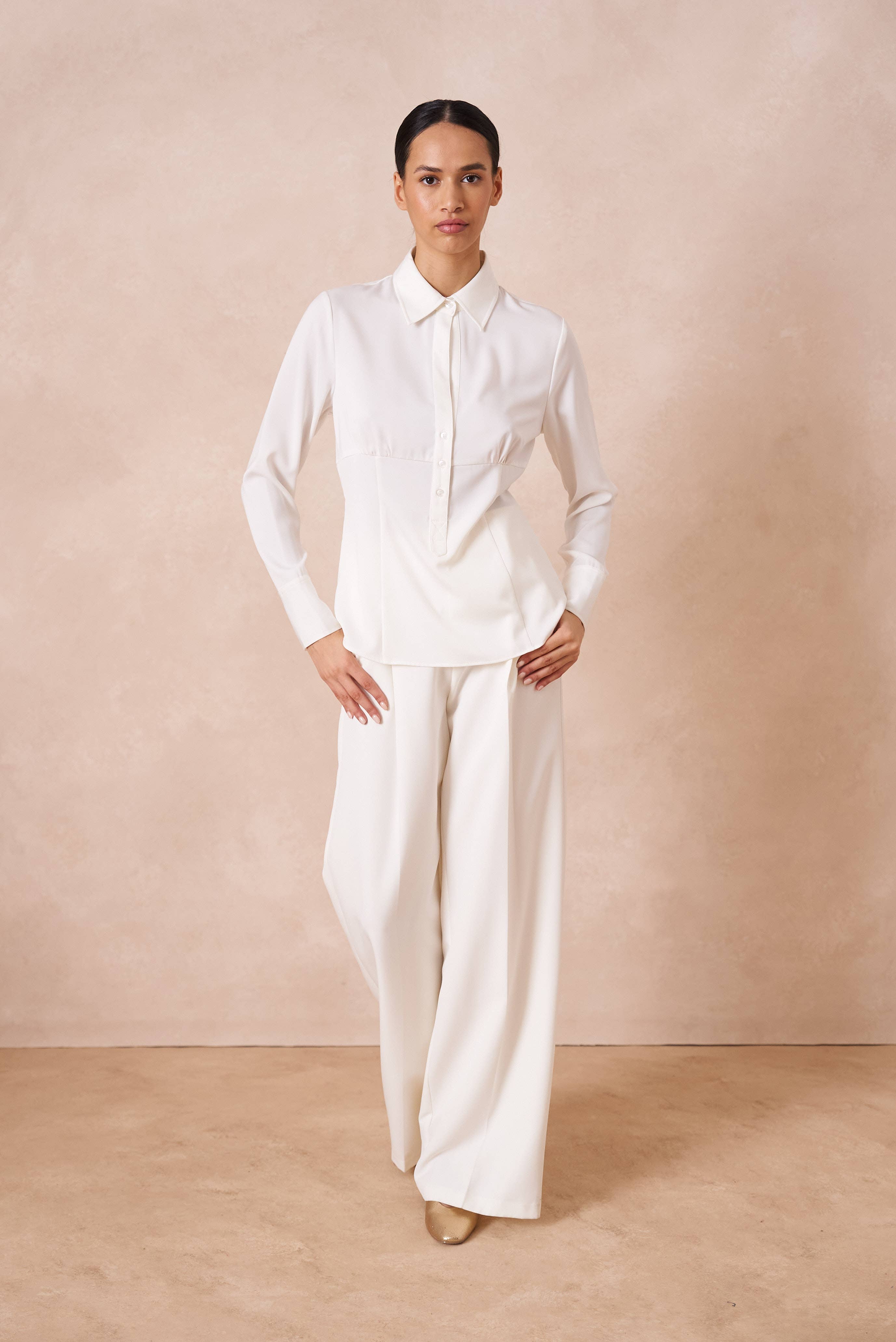 Attentif Paris - Wholesale Button Down Shirt - Women's - Satin corset shirt with lapel collar9