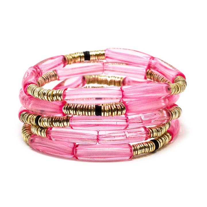 Allie + Bess - Wholesale Beaded bracelet - Rosie Pink Zo 4mm3