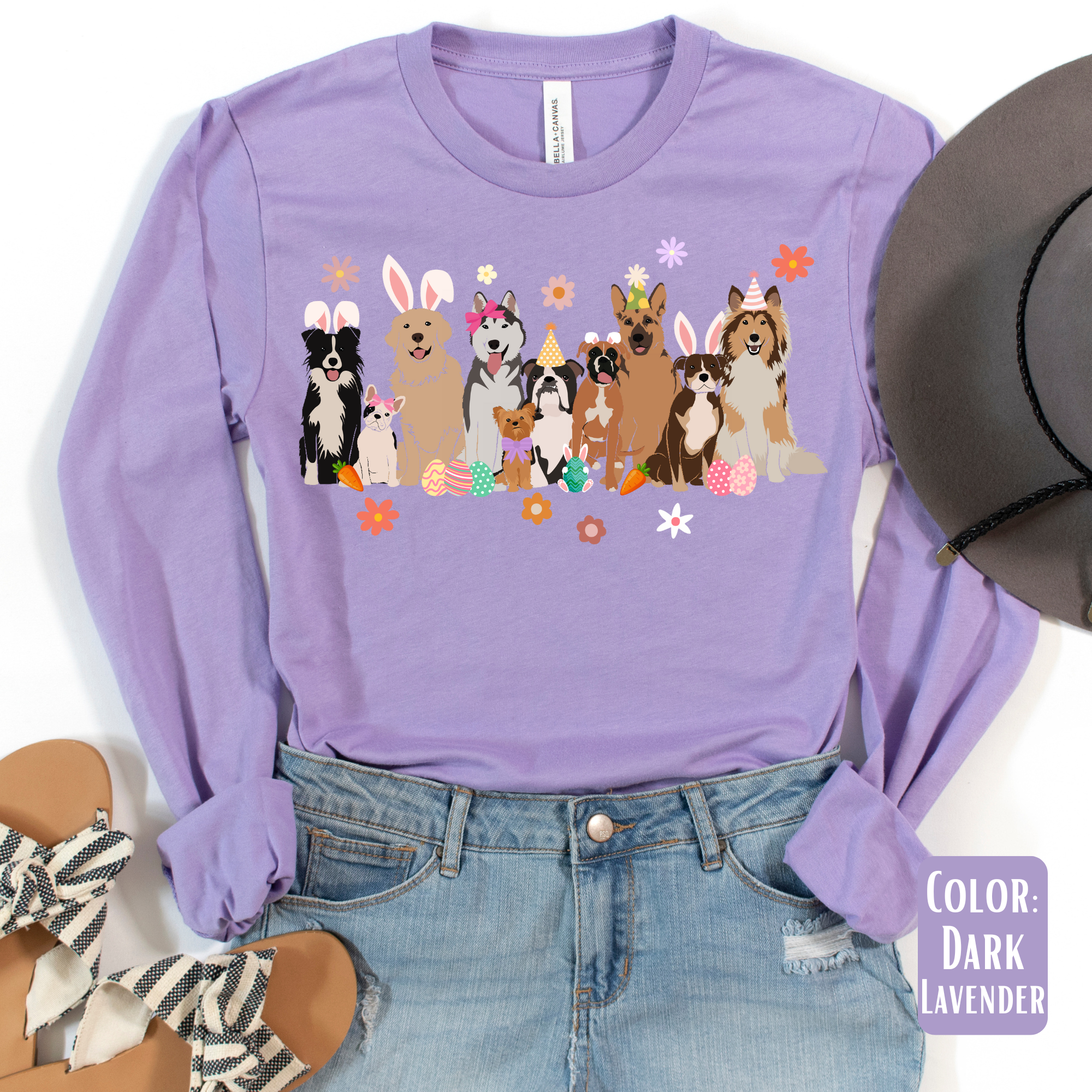 The Shirt Company - Wholesale T-Shirt (Graphic) - Women's - Easter Dogs Long Sleeve Shirt - Easter Shirt2