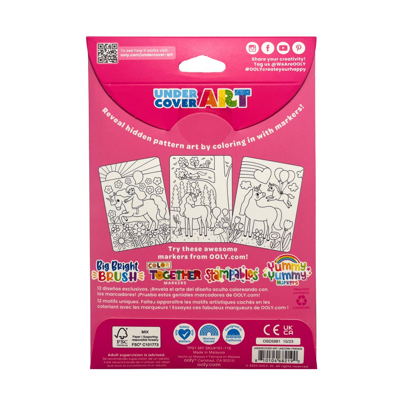 OOLY - Wholesale Coloring & Activity Book - Kids & Baby - Undercover Art: Hidden Pattern Coloring Activity - Unicorn F1