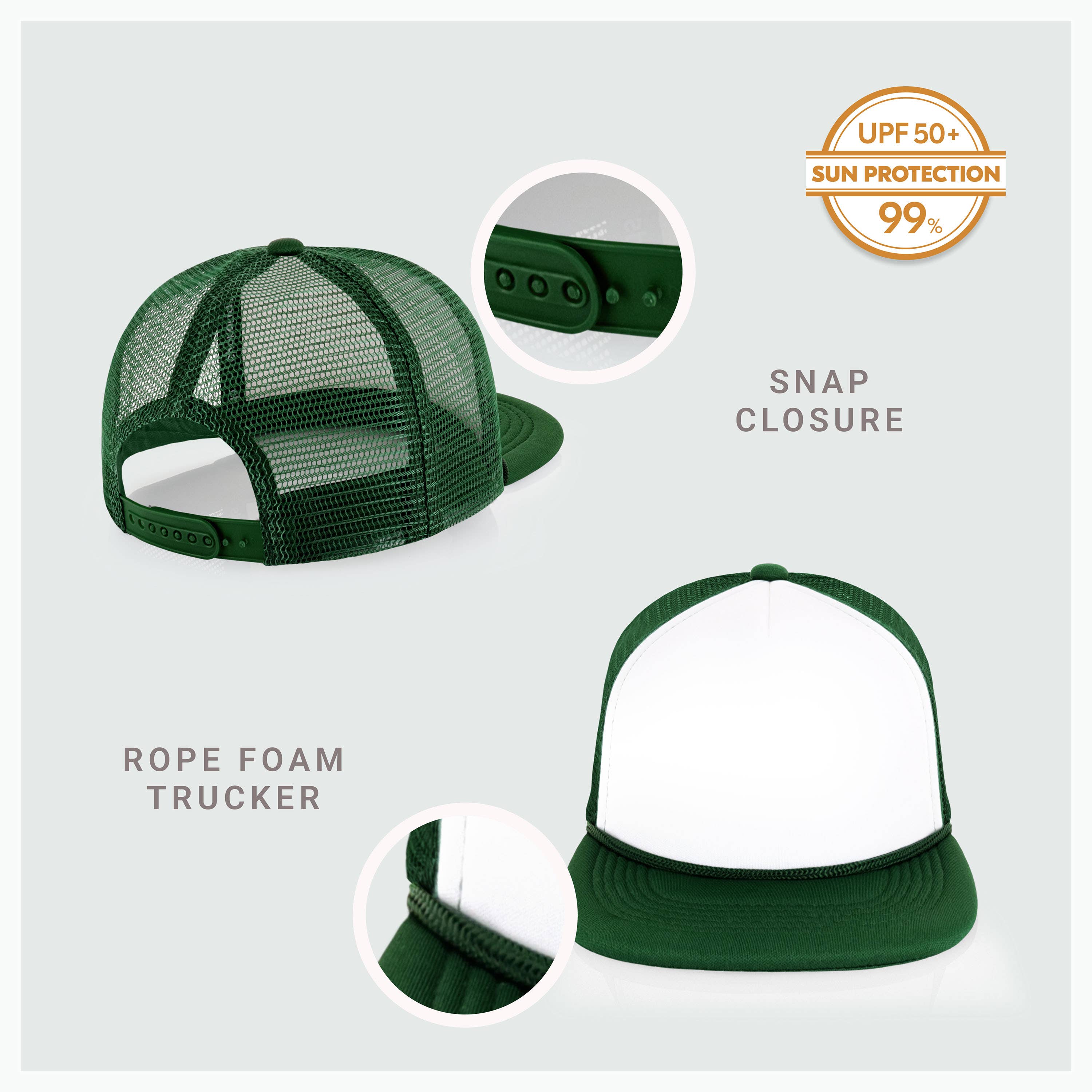 ChoKoLids - Wholesale Trucker Hat - Men's - CHOK.LIDS Plain Two-tone Foam Trucker Flat Bill Cap with Rop45