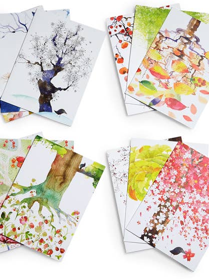 TWELVE MONTHS SET- Box of 12 Cards WATERCOLOR GREETING CARD for wholesale by Studio Masha D'yans
