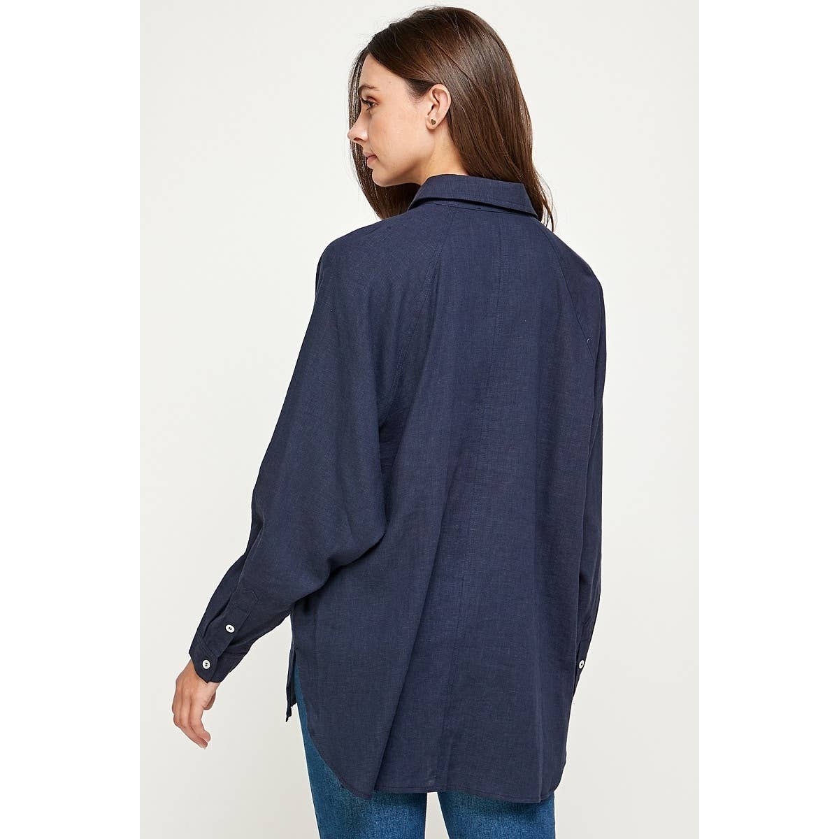 FUN2FUN - Wholesale Button Down Shirt - Women's - LINEN BLEND SHIRT1