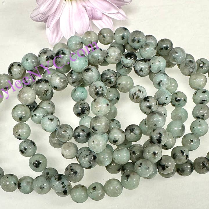 KayleeNYC - Wholesale Beaded Bracelet - Natural Kiwi Jasper 8mm 7.5” Crystal Stretch Bracelet1