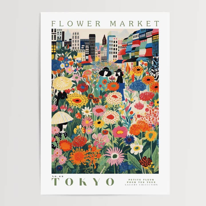 Póster del mercado de flores de Tokio para venta al por mayor de Enchanted Sights