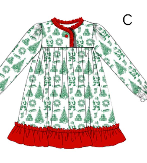 Beck & Gray - Wholesale Nightdress – Kids - SANTA TOILE NIGHTGOWN