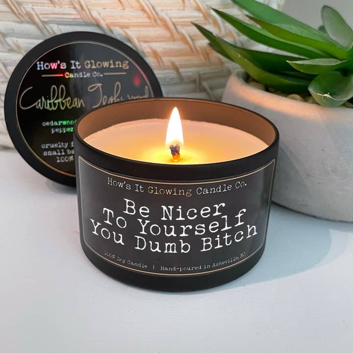 Be Nicer to Yourself, You Dumb Bitch | Funny 100% Soy Candle for wholesale by How's It Glowing Candle Co.