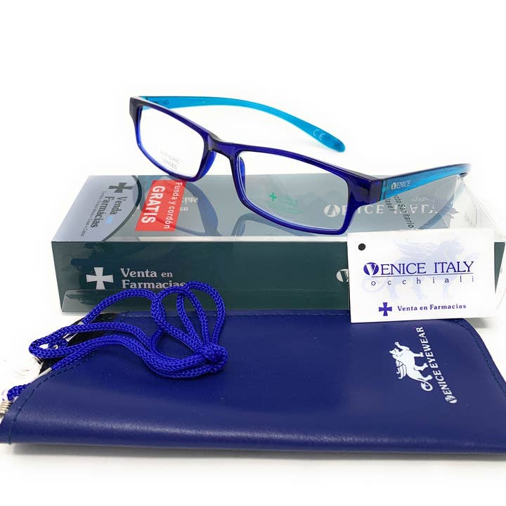 Leesbril van Venice DIE OM DE HALS HANGT EN ER NIET AF VALT - NEKBLAUW - ERG HANDIG - Lichtgewicht uniseks voor wholesale door Gafas Venice Eyewear
