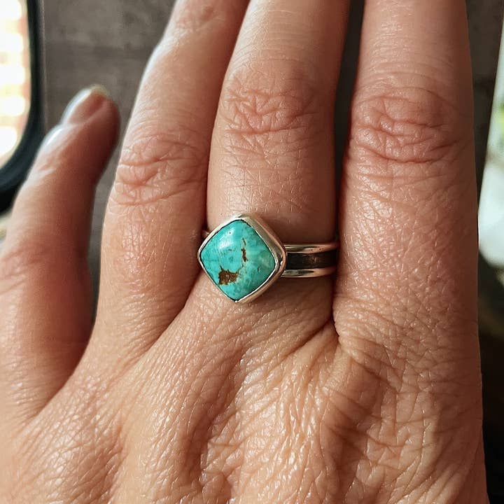 Turquoise Wide Band Ring for wholesale by Rustic Souls