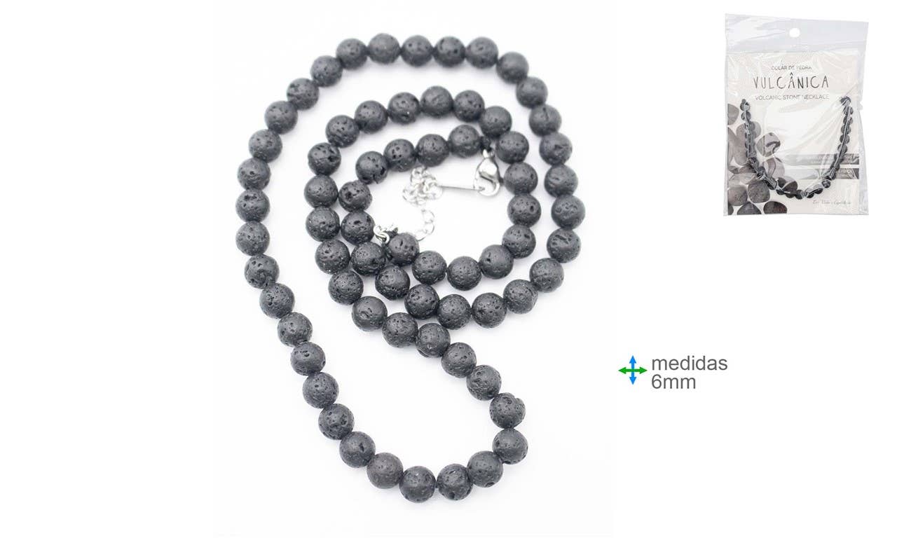 Esoterica Arte - Wholesale Beaded/Pearl Necklace - Volcanic Stone Necklace 6mm (12 pcs)