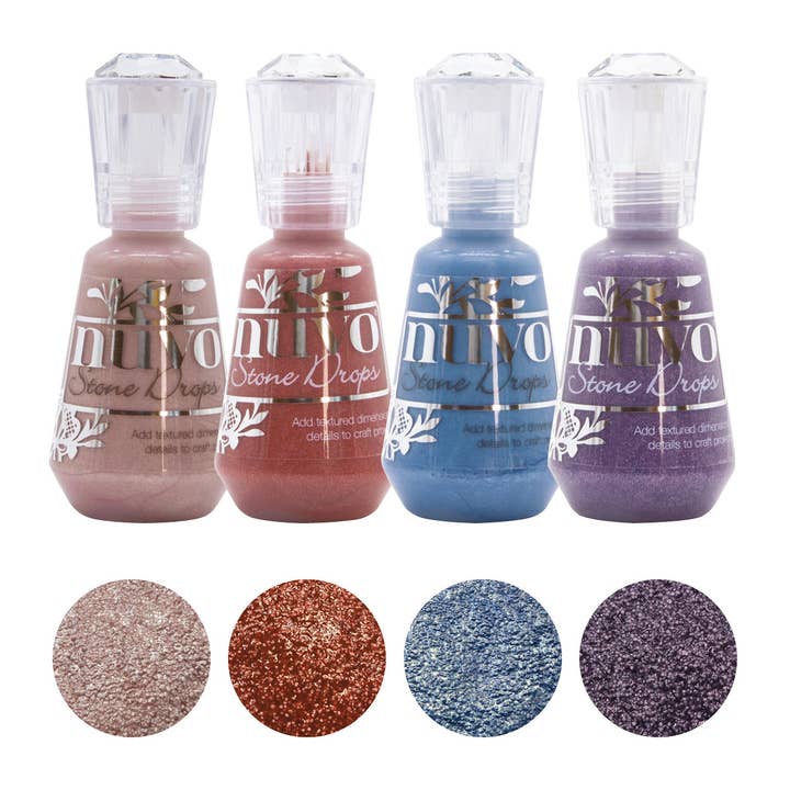 Nuvo Stone Drops – Lot de 4 couleurs (Granit Rose, Pierre Bleue de Belgique, Volcan Enflammé, Ardoise Prune) pour la vente par Tonic Studios