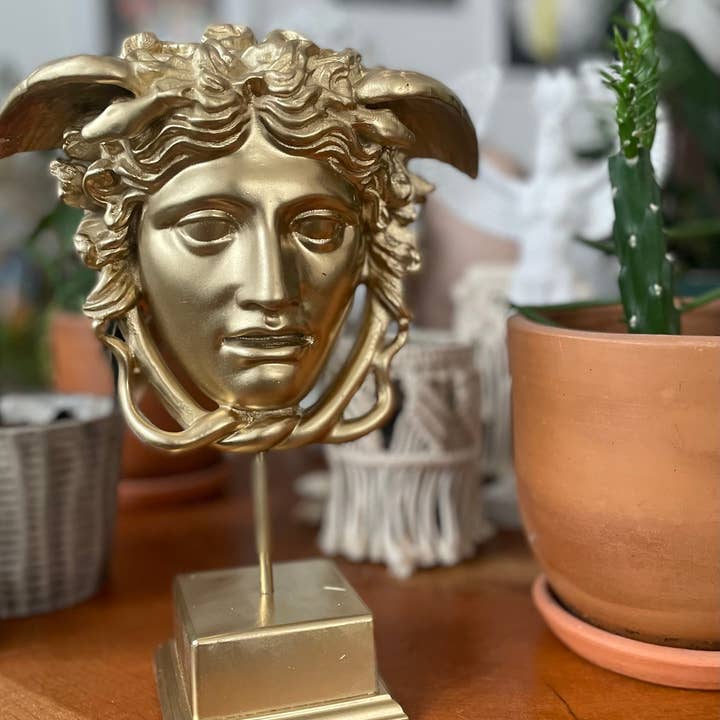 RomaArtSculptures – Großhandel Skulptur – Medusa-Kopfstatue auf Sockel, Skulptur aus der griechischen Mythologie2