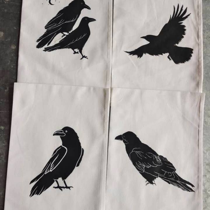 "All The Ravens" Tea Towel Set (4-Pack) for wholesale by Salty Raven Glassware