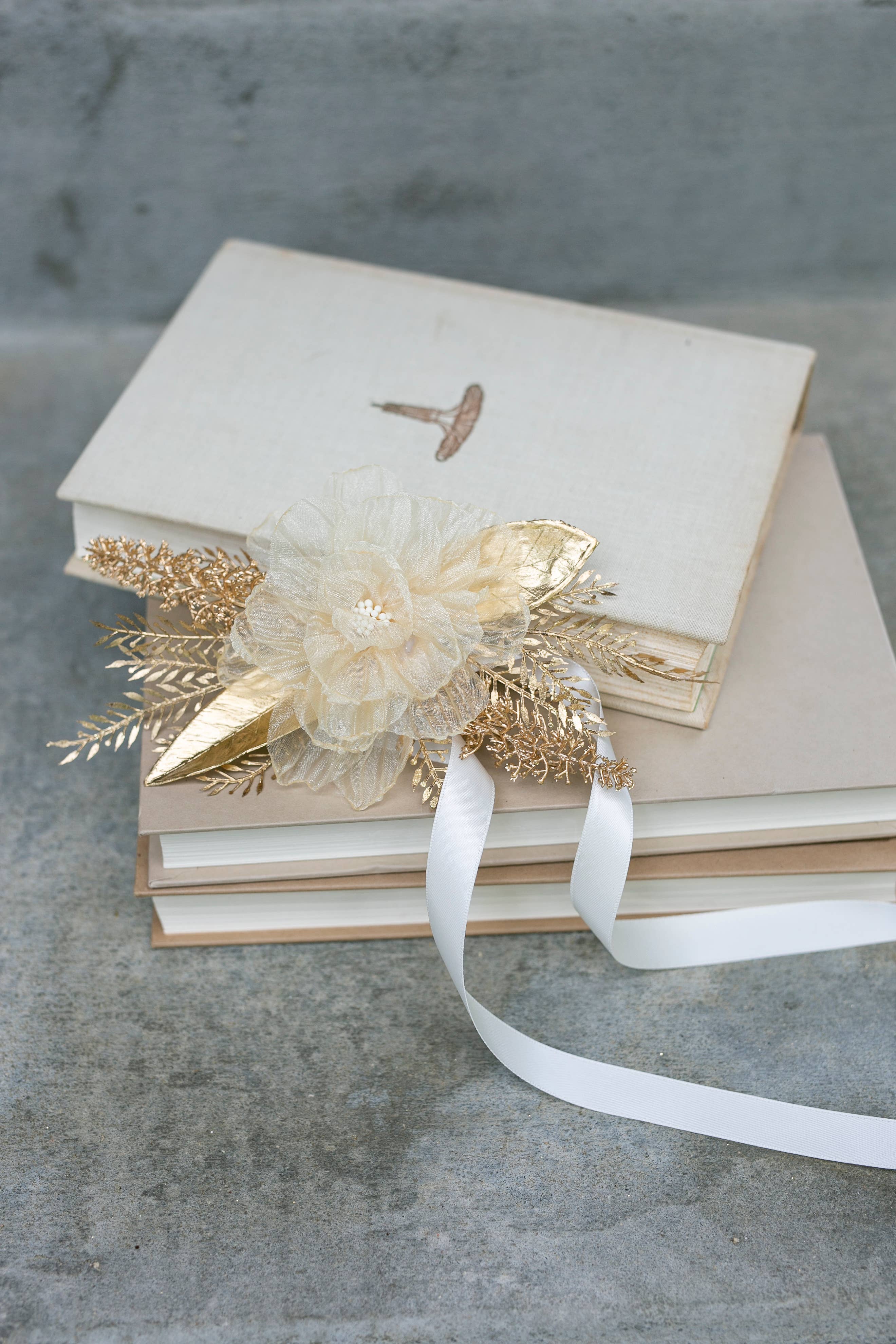 Indy Supply Co – wholesale Artificial flowers – Artificial Floral Corsage | Golden Floral Wedding Wristlet5