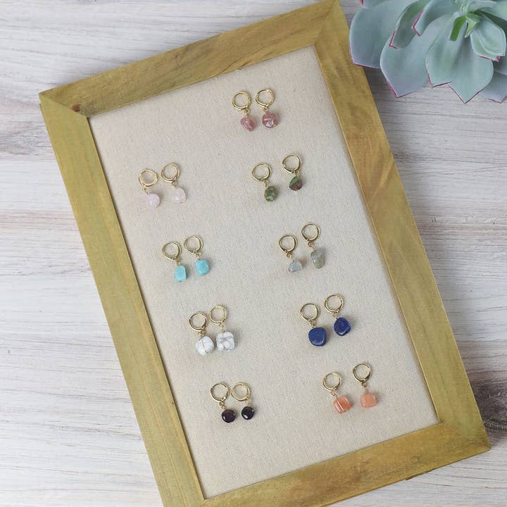 Lauren Lane - Wholesale Dangle Earrings - Bianca Natural Stone Drop Dangle Earrings3