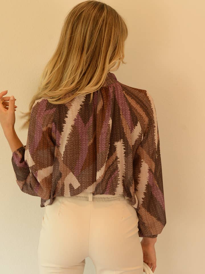 Ambiente - Wholesale Blouse - Women's - PRINT LONG SLEEVE TOP-TLA13024