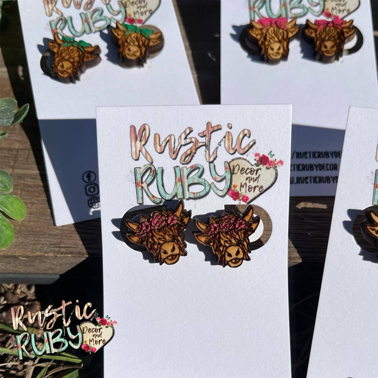 Rustic Ruby Decor and More LLC - Wholesale Stud/Post Earrings - Highland Cow Stud Earrings4