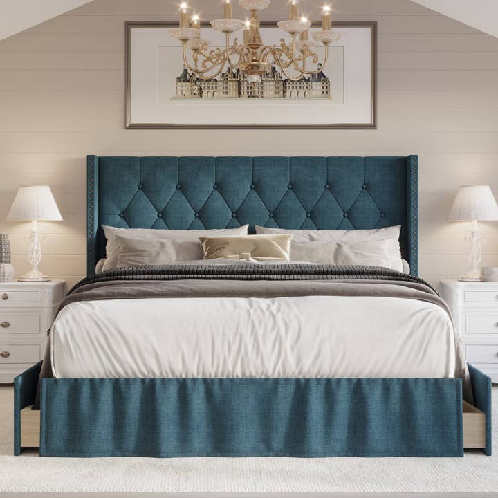 Home Design - Wholesale Bed - Home Design Andrea Upholstered Storage Panel Bed Frame2