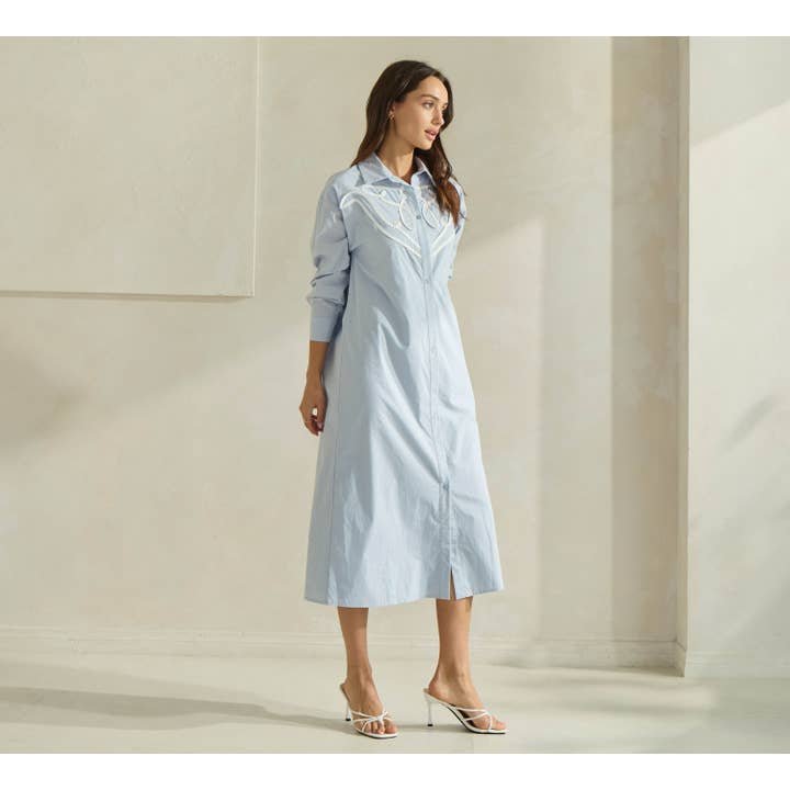 Able - Venta al por mayor Vestido - Mujer - Vestido camisero de algodón con detalles en contraste2