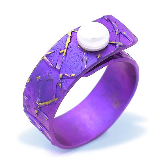 Anel de Titânio Anodizado com Pérola por atacado de Giampouras