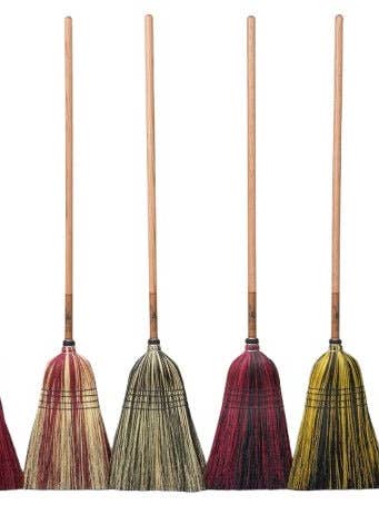 AUTHENTIC AMISH MULTI COLOR BROOM - Heavy Duty Corn Straw & Solid Hardwood for wholesale by Saving Shepherd