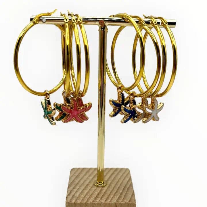 OE! – wholesale Hoop-örhängen – OCEAN STAR – Creoler med emaljerade sjöstjärnor3