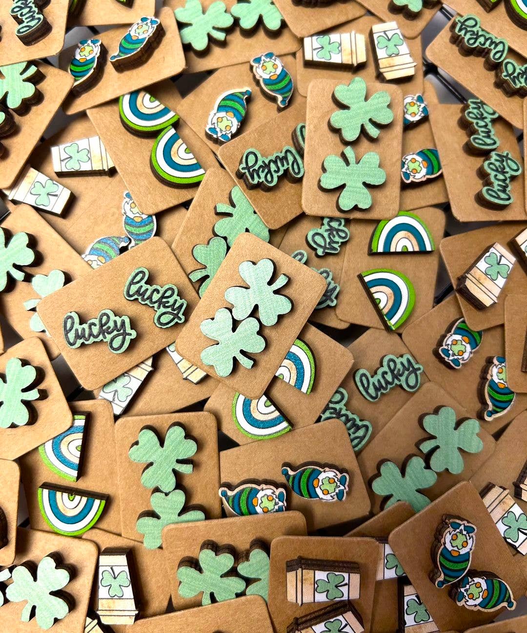 Kate Tuesday Jewelry - Wholesale Stud/Post Earrings - 🍀 St Patricks Day Wood Stud Earrings1