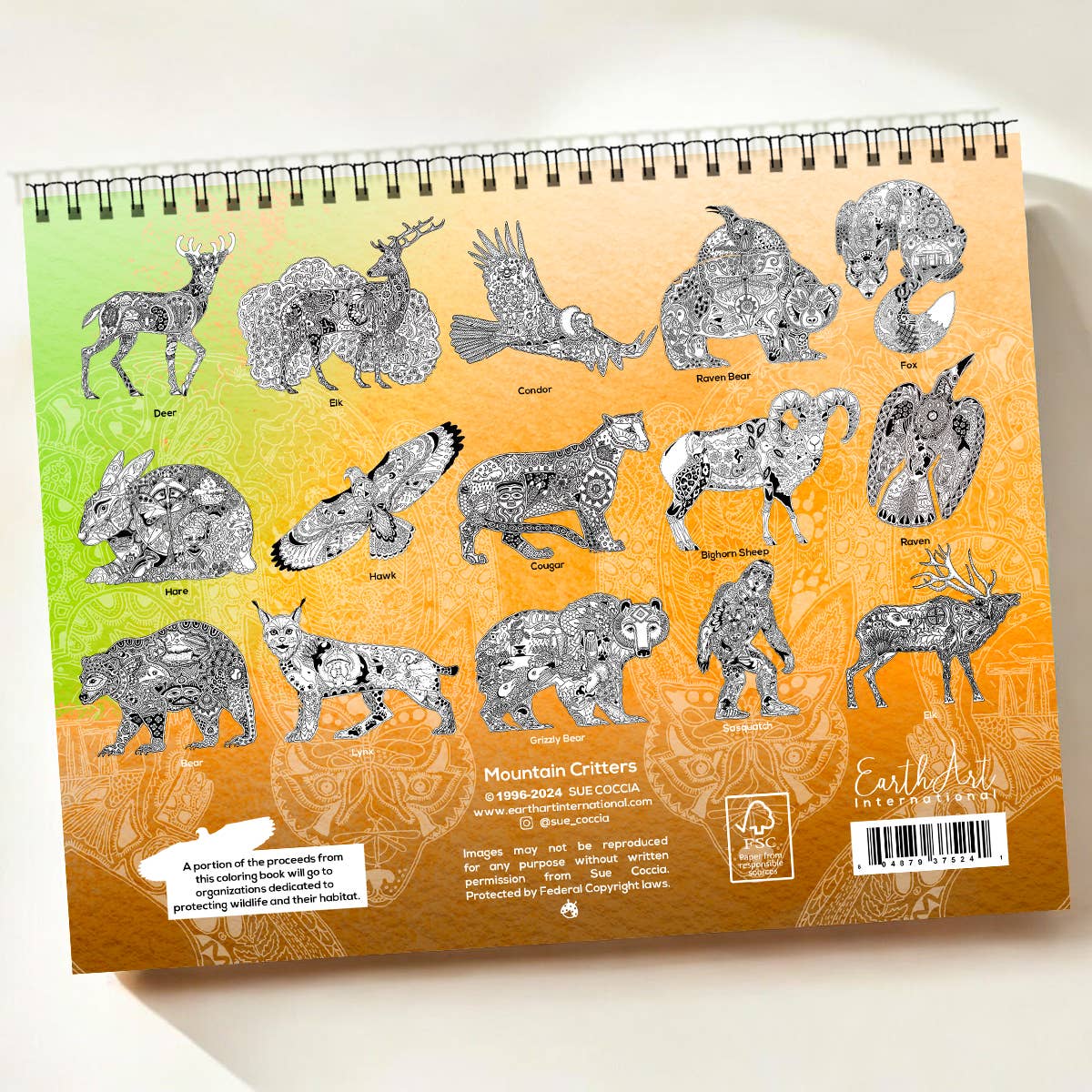 EarthArt International - Wholesale Coloring & Activity Book - Adult - Mountain Critters Coloring Book1