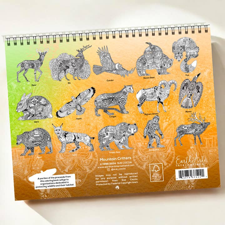 EarthArt International - Wholesale Coloring & Activity Book - Adult - Mountain Critters Coloring Book1