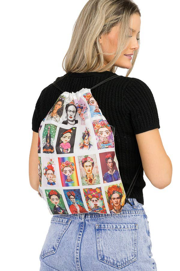 Cap Zone - Vente Sac à dos – femme - Sac à dos Frida Kahlo Collage avec cordon 2