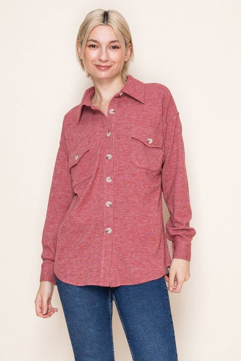 White Birch – Engroshandel Skjortejakke/shacket – til kvinder – T10369 Langærmet Solid Strikskjorte20